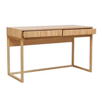 Globe West Benjamin Ripple Desk in natural ash with geometric frame and textured ripple drawer fronts