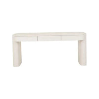 Floyd Desk porcelain timber veneer with three drawers and rounded legs