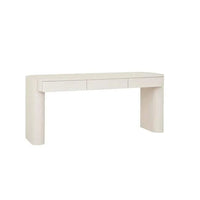 Floyd Desk in porcelain finish with three drawers, timber veneer, and minimalist design.