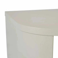 GlobeWest Orson Round Desk in putty bone ash veneer with curved front and storage drawers