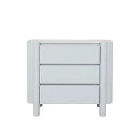 GlobeWest Artie Dresser in powder blue with three drawers and pillar legs