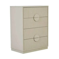 Putty ash veneer GlobeWest Benjamin Ripple Dresser with 4 spacious drawers and ripple motif finish
