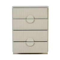 Putty GlobeWest Benjamin Ripple Dresser with four ripple motif drawers in ash veneer and modern design