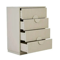 Putty GlobeWest Benjamin Ripple Dresser with four ripple motif drawers and ash veneer finish