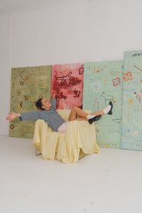 Kind Eyes Bloom print styled in an interior