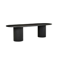 Benjamin Ripple Oval Dining Table in matt black with rippled oval top and dual pillar bases, made of ash veneer wood.