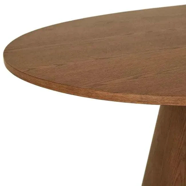 GlobeWest Bloom Oval Dining Table in smoked ash with oval top and ash veneer legs, seating up to 8.