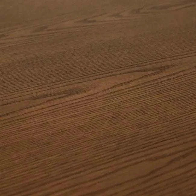 Close-up of smoked ash oak veneer surface on GlobeWest Bloom Oval Dining Table