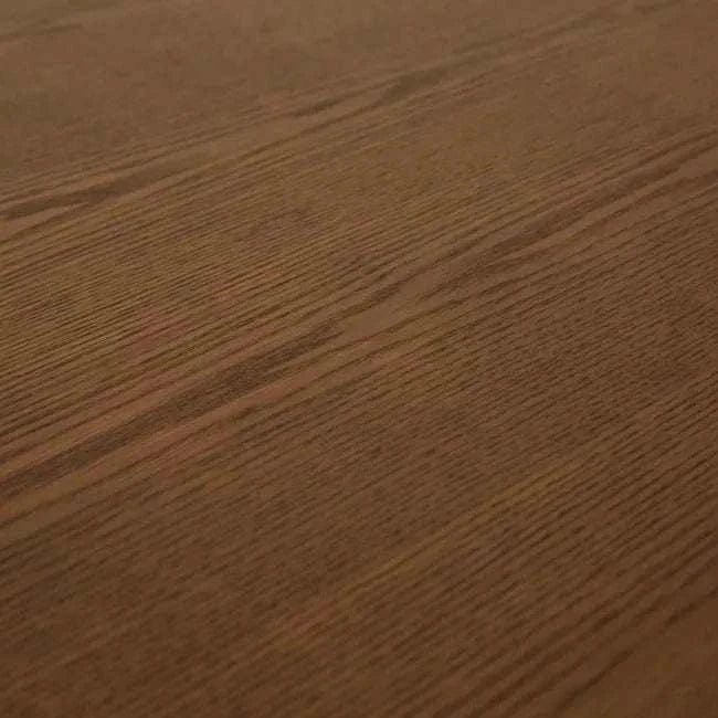 Close-up of smoked ash wood grain surface of GlobeWest Bloom Oval Dining Table top