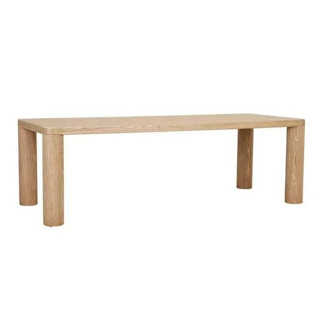 GlobeWest Frankie Dining Table in natural ash with ash veneer top and chunky rounded legs, modern oversized design for up to 8 seats