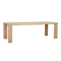 GlobeWest Frankie Dining Table in natural ash with ash veneer top and chunky rounded legs, modern oversized design for up to 8 seats