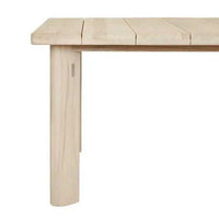 GlobeWest Montana Raft Dining Table aged teak wood slatted top with solid corner leg outdoor dining table