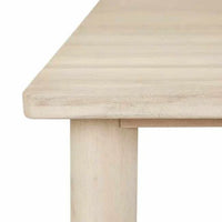 GlobeWest Montana Raft Dining Table in aged teak wood with slatted top and solid corner legs