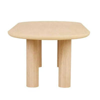 GlobeWest Seb oval oak veneer dining table with four solid pillar legs