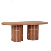 Globe West Coffee Tables Globe West Seville Tile Oval Dining Table, Burnt Sienna