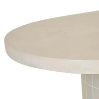 GlobeWest Seville Tile Oval Dining Table in pearl white with matte-glazed concrete top and tiled base