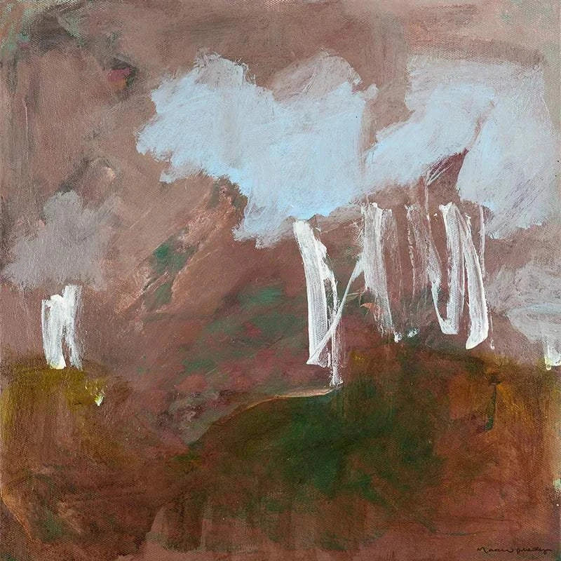 Marcia Priestley limited edition fine art canvas print Dadirri 1 with abstract earthy tones and white brushstrokes evocative of Indigenous Australian philosophy