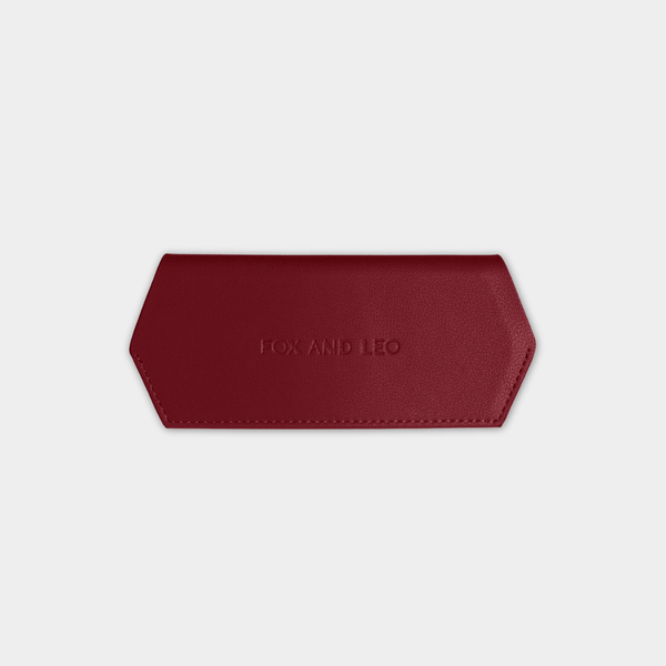 Fox and Leo glasses case burgundy 100% leather slim protective glasses case with magnetic closure