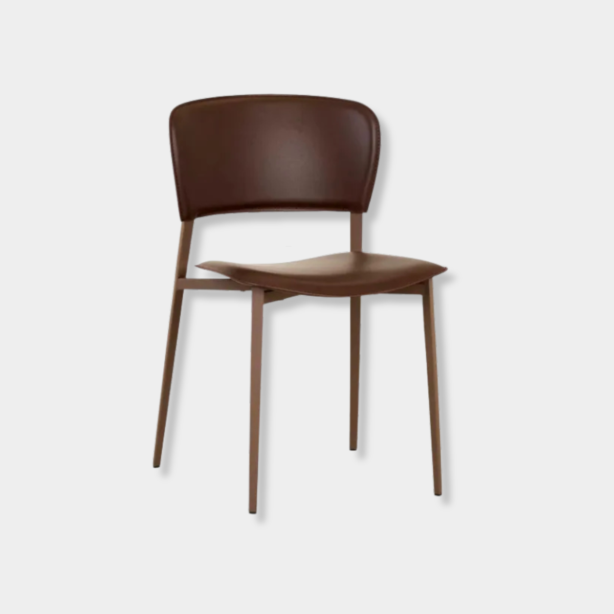 Matilda Dining Chair in burgundy recycled leather with matt carob powder-coated iron frame