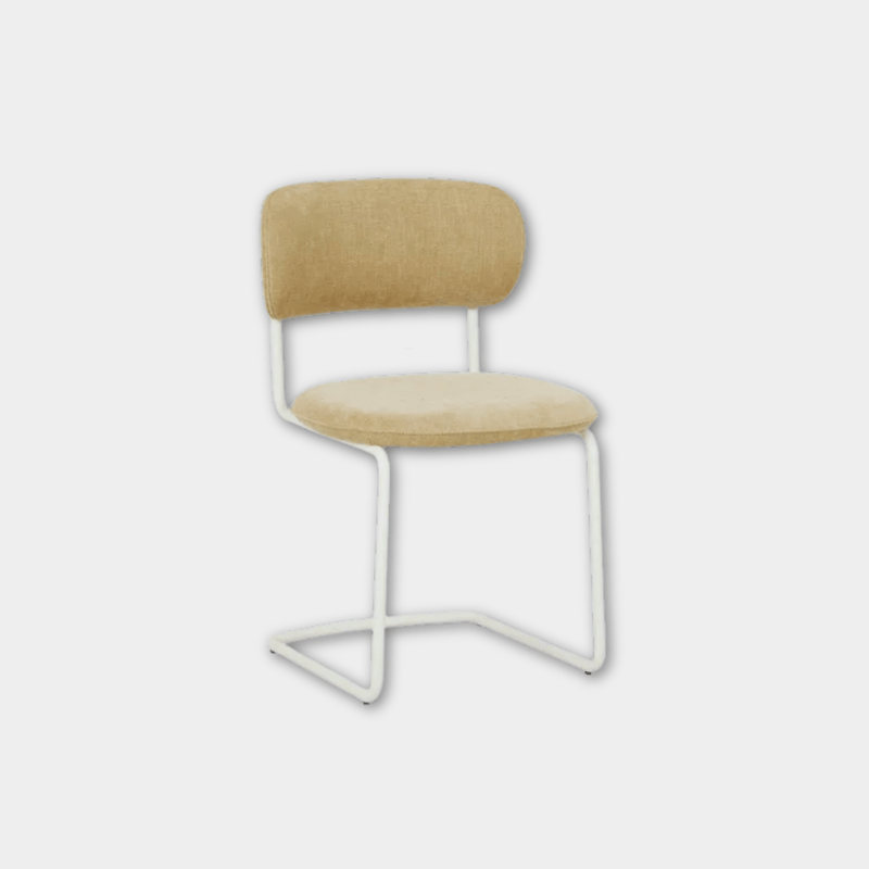 Globe West Dining Chairs GlobeWest Piccolo Cantilever Dining Chair - Copeland Honey - Bone Powdercoated Metal