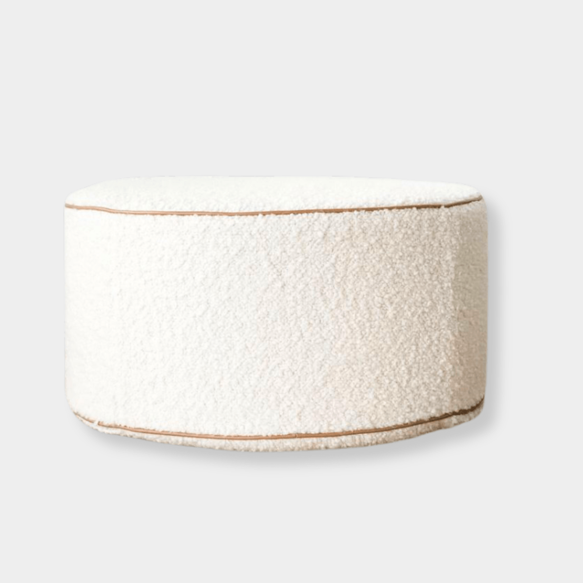 norsuSTUDIO Ottomans norsu Ottoman, Bouclé Ivory with Leather Piping (Various Sizes)
