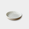 Coastal Junction 28cm cream salad bowl with green linear stripe, hand-painted stoneware serving dish