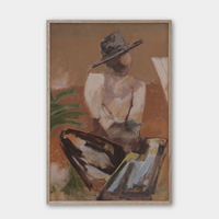Marcia Priestley limited edition Traveller 2 archival canvas print with floating oak frame, featuring abstract figure in earthy tones.