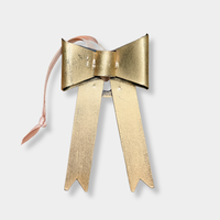 norsu STUDIO Handcrafted Gold Bow with nude satin ribbon Christmas ornament