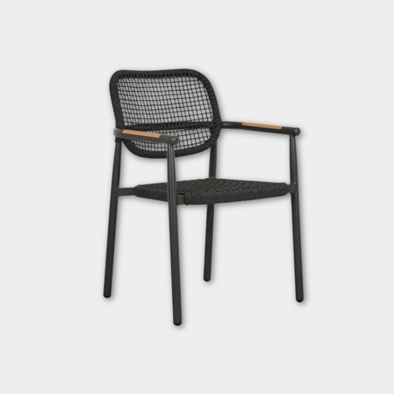 Globe West Dining Chairs GlobeWest Valencia Weave Dining Armchair - Carbon Grey