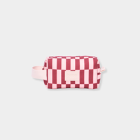 Base Supply Ditty compact midi travel bag in burgundy and peony check with water-resistant fabric and cotton carry loop