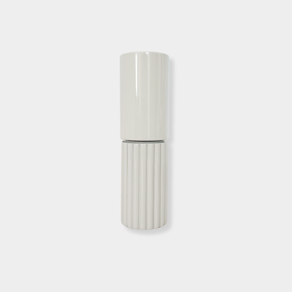 norsu STUDIO light grey salt and pepper grinder with rubber wood body and ceramic core, glossy finish