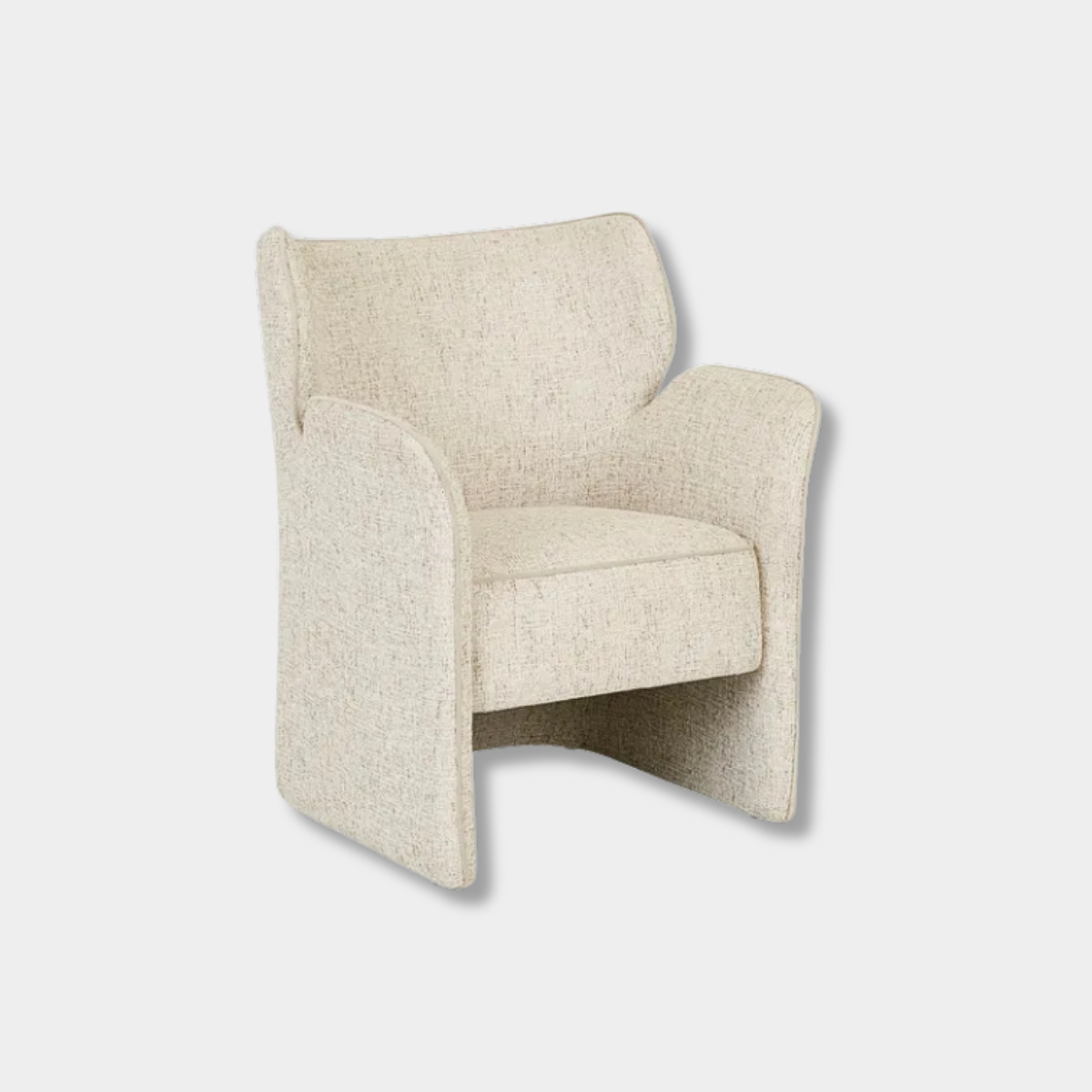 GlobeWest Ruben Occasional Chair in White Bark Sugar Velvet with winged back and contrast piping design