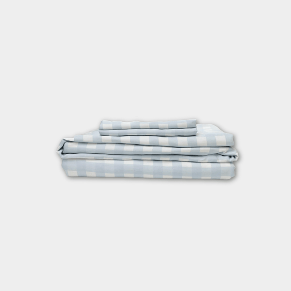 Mulberry Threads Sky Gingham bamboo sheet set | Norsu Interiors