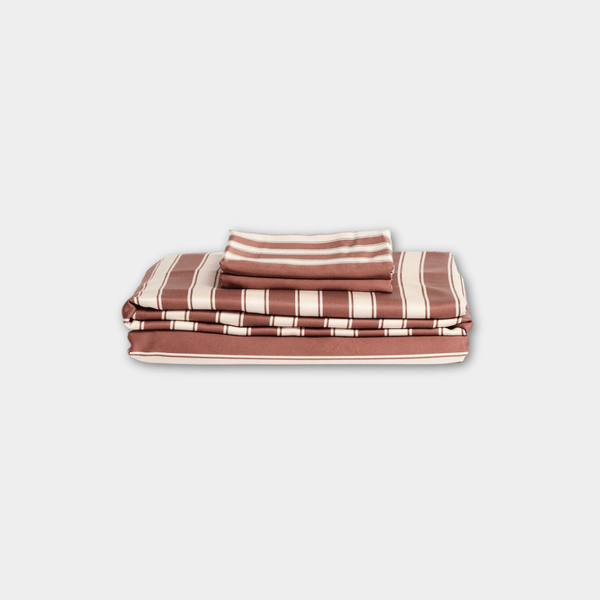 Mulberry Threads Cinnamon Stripe bamboo sheet set | Norsu Interiors