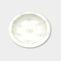 norsu STUDIO Small Bow Bowl white ceramic with blue bow pattern and smooth gloss finish