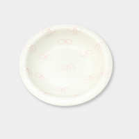 norsu Studio small white bowl with pink bow design and gloss finish