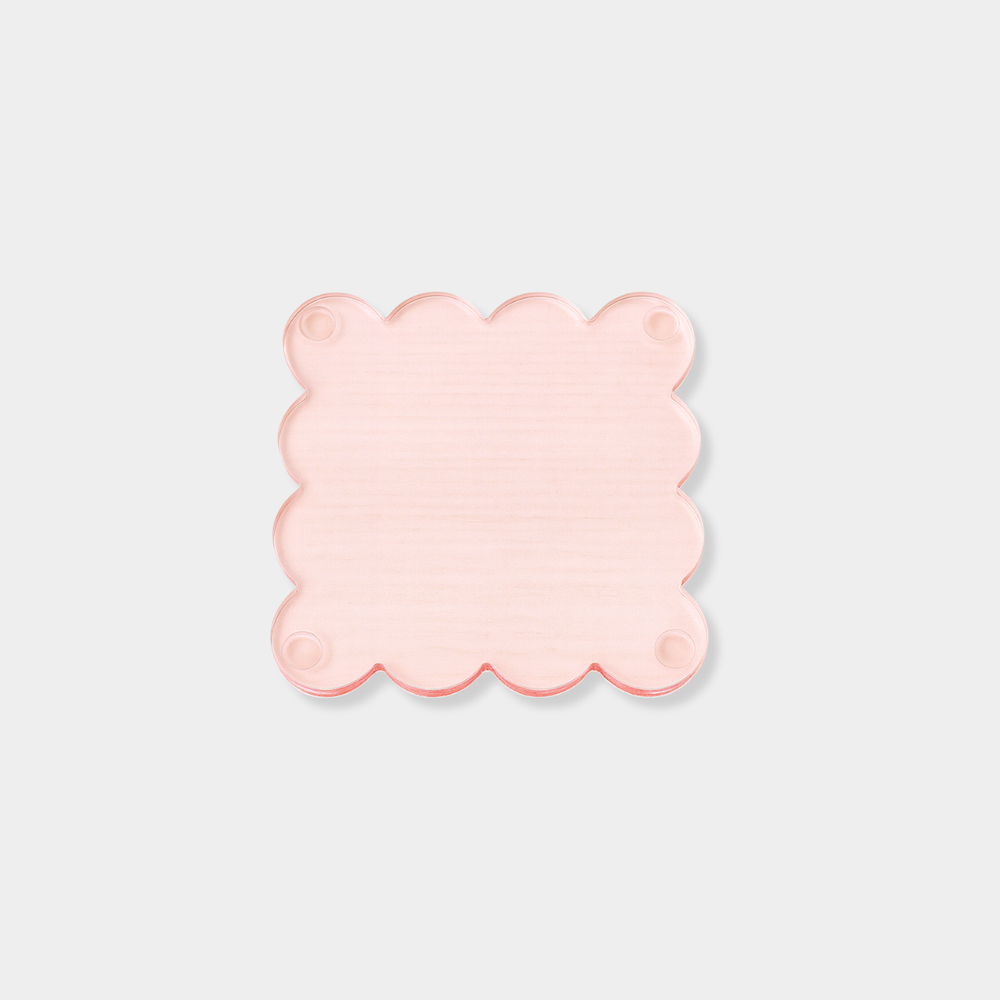 norsu Studio Perspex scallop coasters in translucent ochre blush set of 4