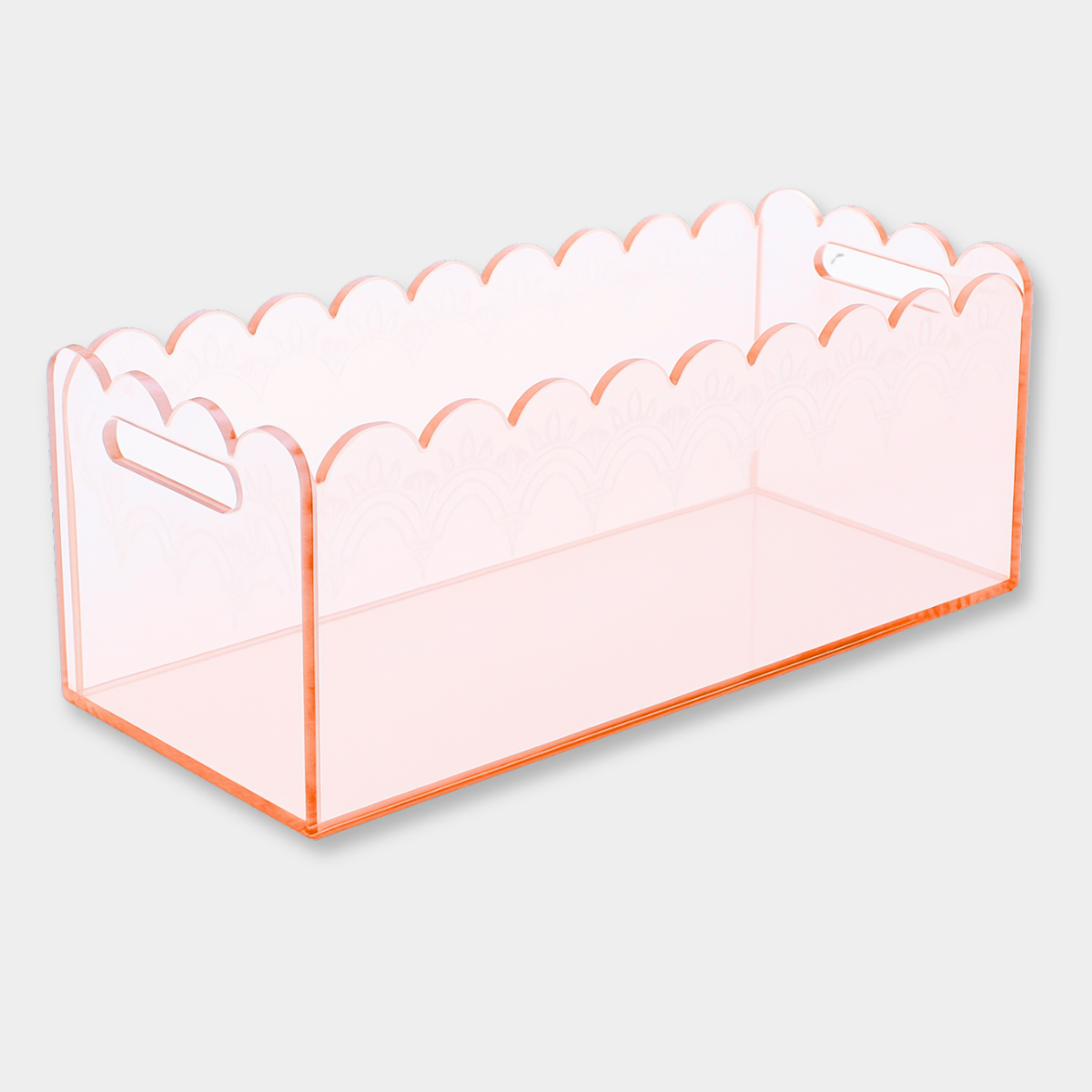 norsu Studio Perspex scalloped drink and food bucket in ochre with handles, versatile and durable entertainer tray