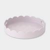 norsu Studio Round Scalloped Tray in soft violet with high-gloss lacquer finish and scalloped edges, 45 cm diameter
