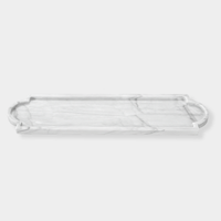 norsu STUDIO Marble Long Tray Calacatta white marble serving tray with natural grey veining 60cm long elegant kitchen or dining table decor