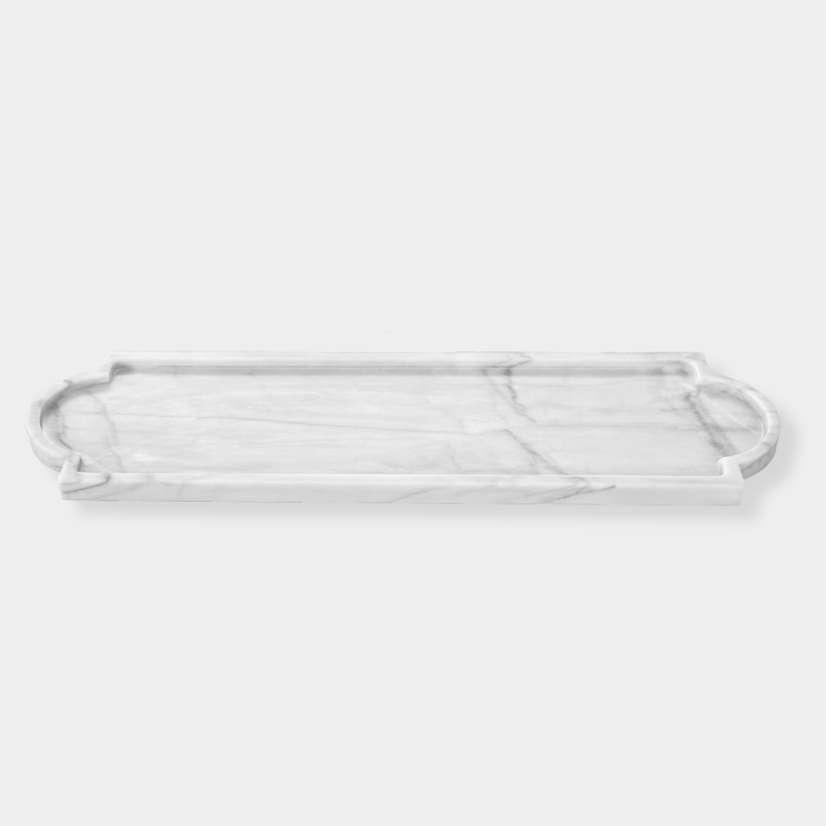 norsu STUDIO Marble Long Tray Calacatta white marble serving tray with natural grey veining 60cm long elegant kitchen or dining table decor