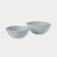 Eden Large Bowl Set of Two in Pale Blue ceramic with beaded rim design
