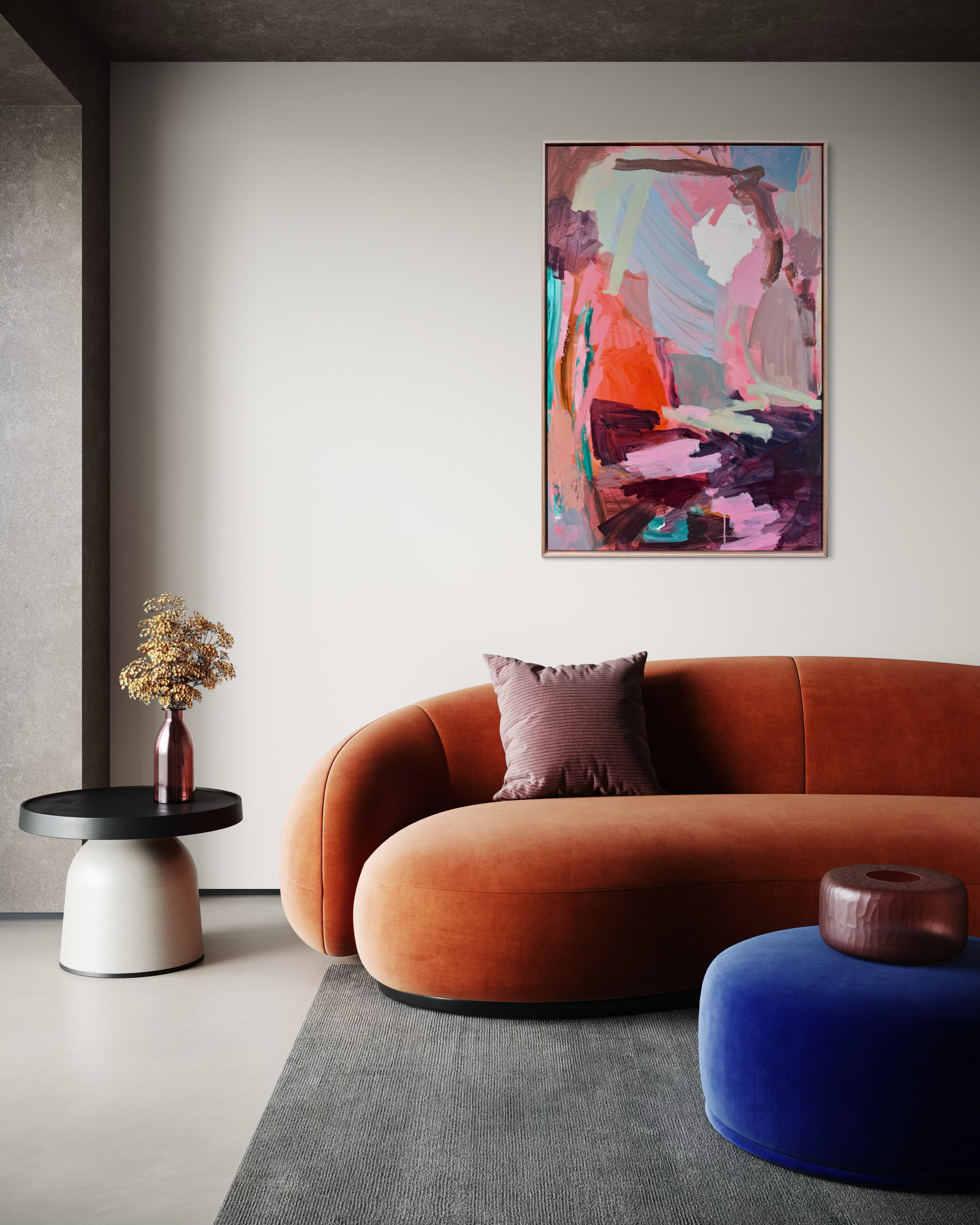 She Dreams in Colour abstract canvas art print by Prudence Demarchi - styled