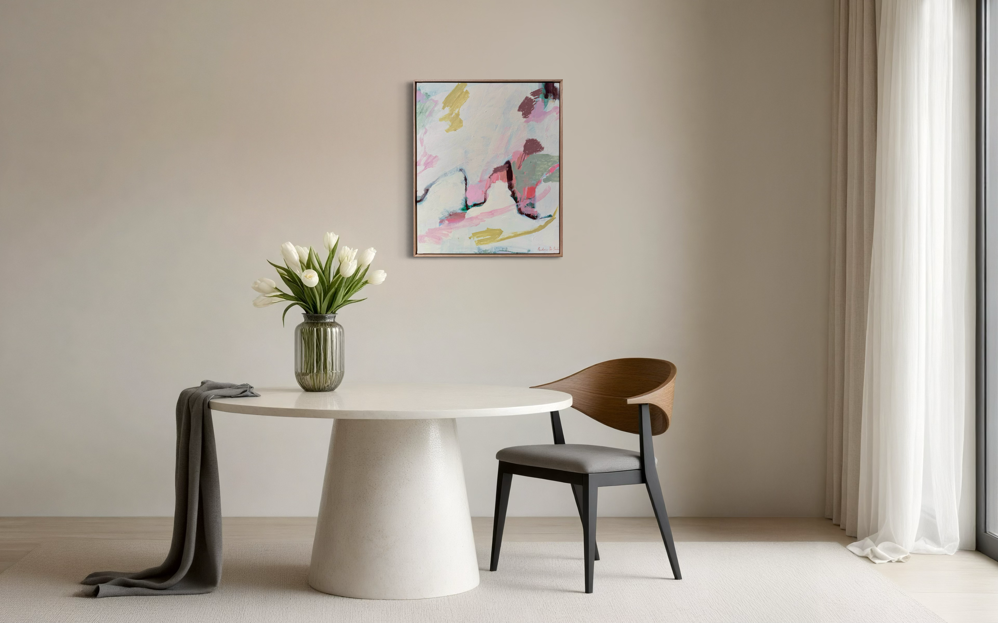 Staying With You abstract canvas art print by Prudence Demarchi - styled interior
