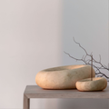 CoTheory Eclipse Sculpted Dish & Incense Holder - Beige Travertine