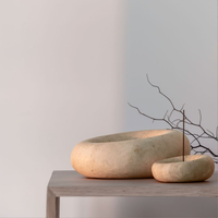 CoTheory Eclipse Sculpted Dish & Incense Holder - Beige Travertine