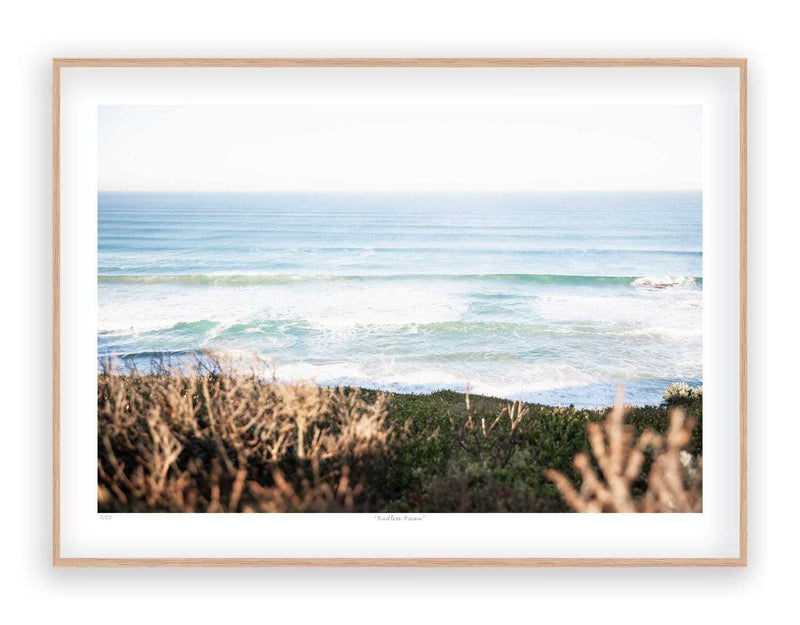 Limited edition framed print "Endless Ocean" by Morgan Henson featuring Portsea Surf Beach waves, signed on cotton rag paper with raw hardwood frame.