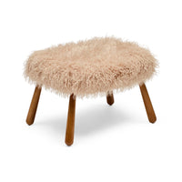 Frankie faux fur ottoman, angled view