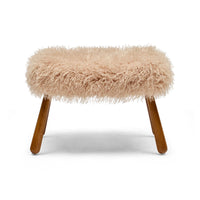 Frankie faux fur ottoman, front view