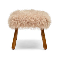 Frankie faux fur ottoman, side view